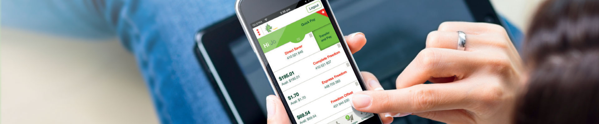 Viewing bank accounts on mobile banking