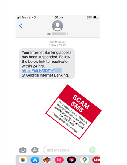 COVID-19 SMS scam example
